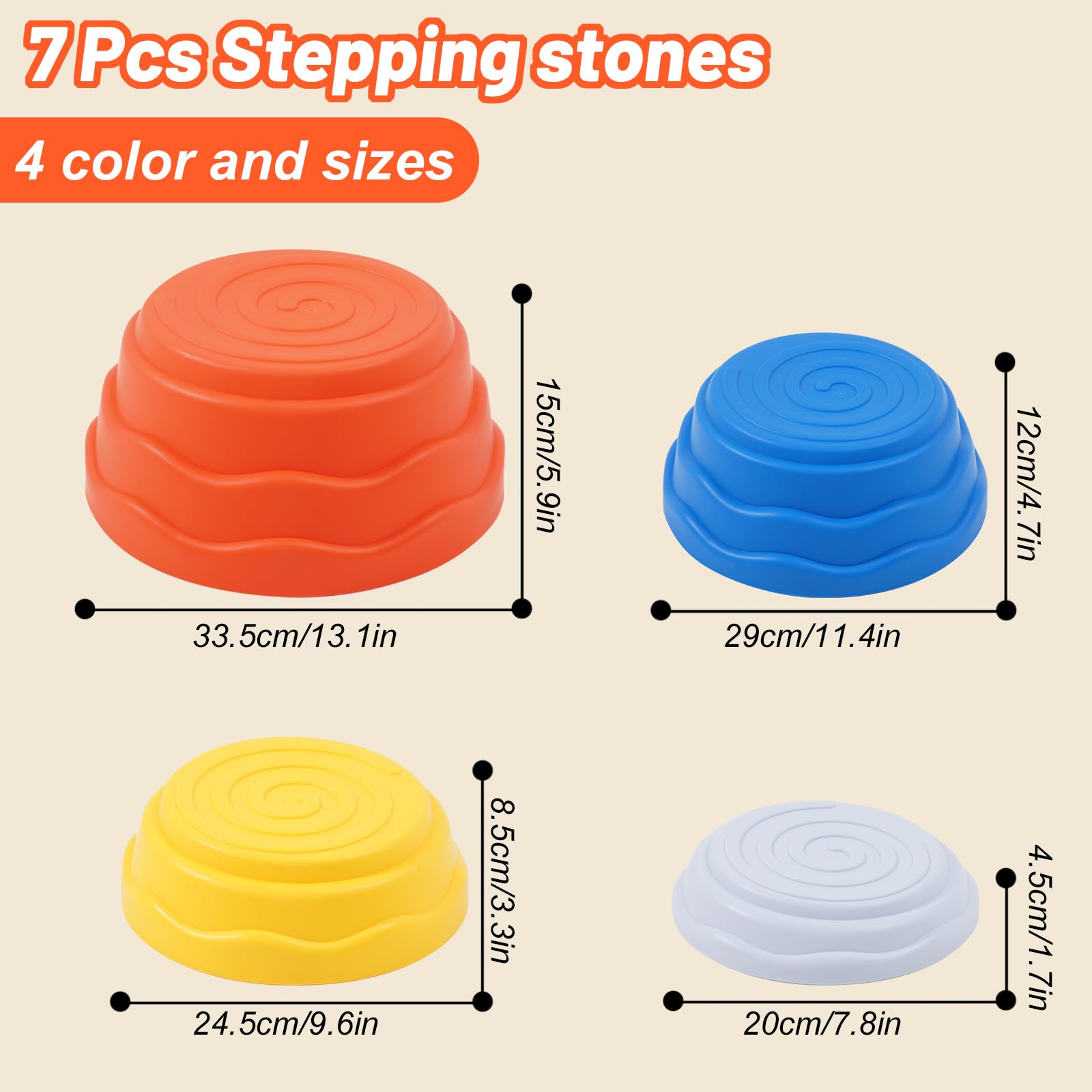 Piedras Equilibrio Niños Juego de 7 Piezas,Piedras Apilables Antideslizante,Que Fomentan el Equilibrio y Habilidades Motoras en Niños, Curso de Obstáculos,Equipo de Juego para Jnteriores y Exteriores