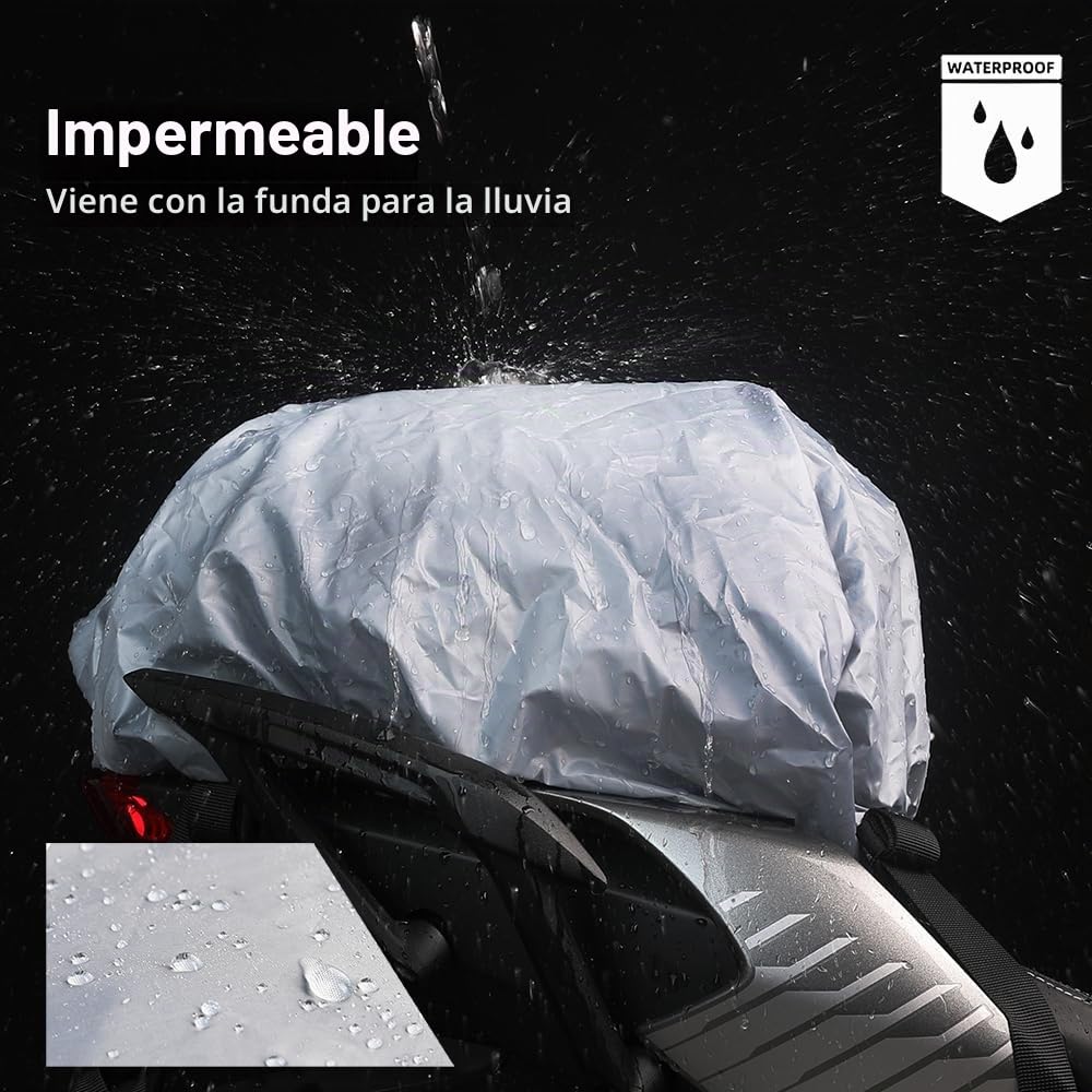 Rhinowalk Bolsa de almacenamiento para motocicleta, carcasa rígida, impermeable, capacidad 12-18L expandible