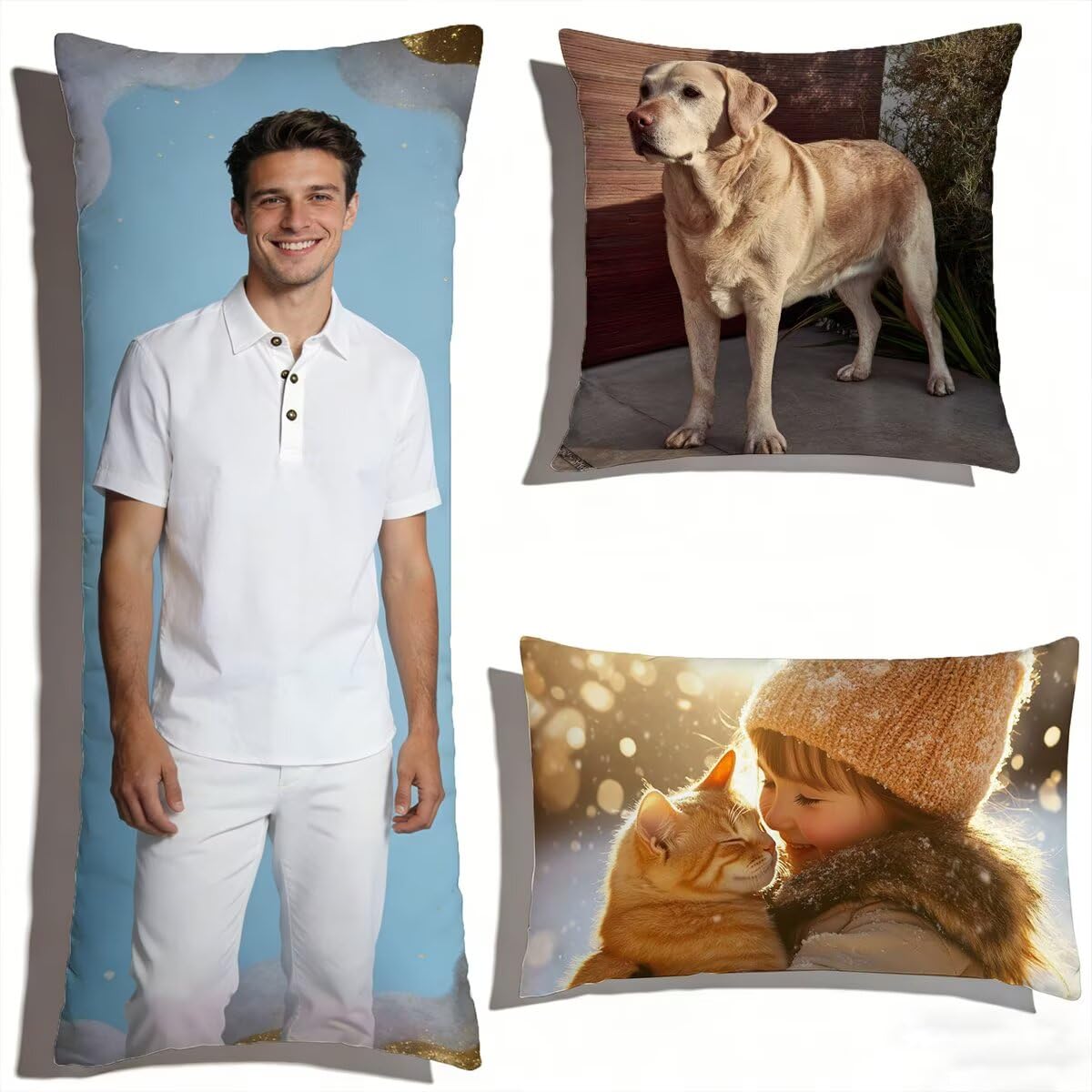Coussin Personnalisé Photo 50x150,Oreiller Personnalisé,Double Face avec Propre Photo et Texte | Coussin Canape Double Face (2 Photos),pour Enfants,Amis,Parents et Couples-Cadeau Personnalisé 0o-36