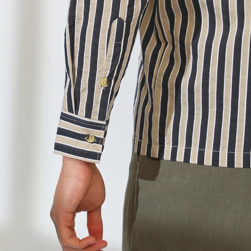 Image of CAHOOT Men's Multitrack Striped Oversized Shirt for Casual Wear | Spread Collar | Long Sleeve | Button Closure | Oversized Shirt Crafted with Comfort Fit for Everyday Wear