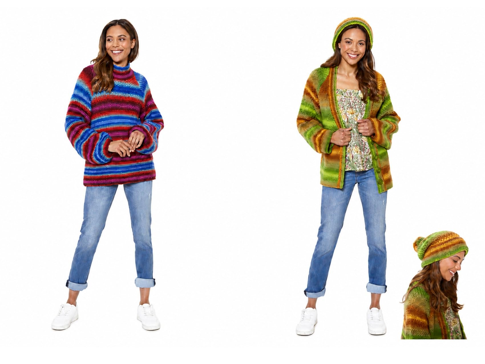 Knitting Pattern Womens Sweater, Cardigan & Hat King Cole Chunky 6074