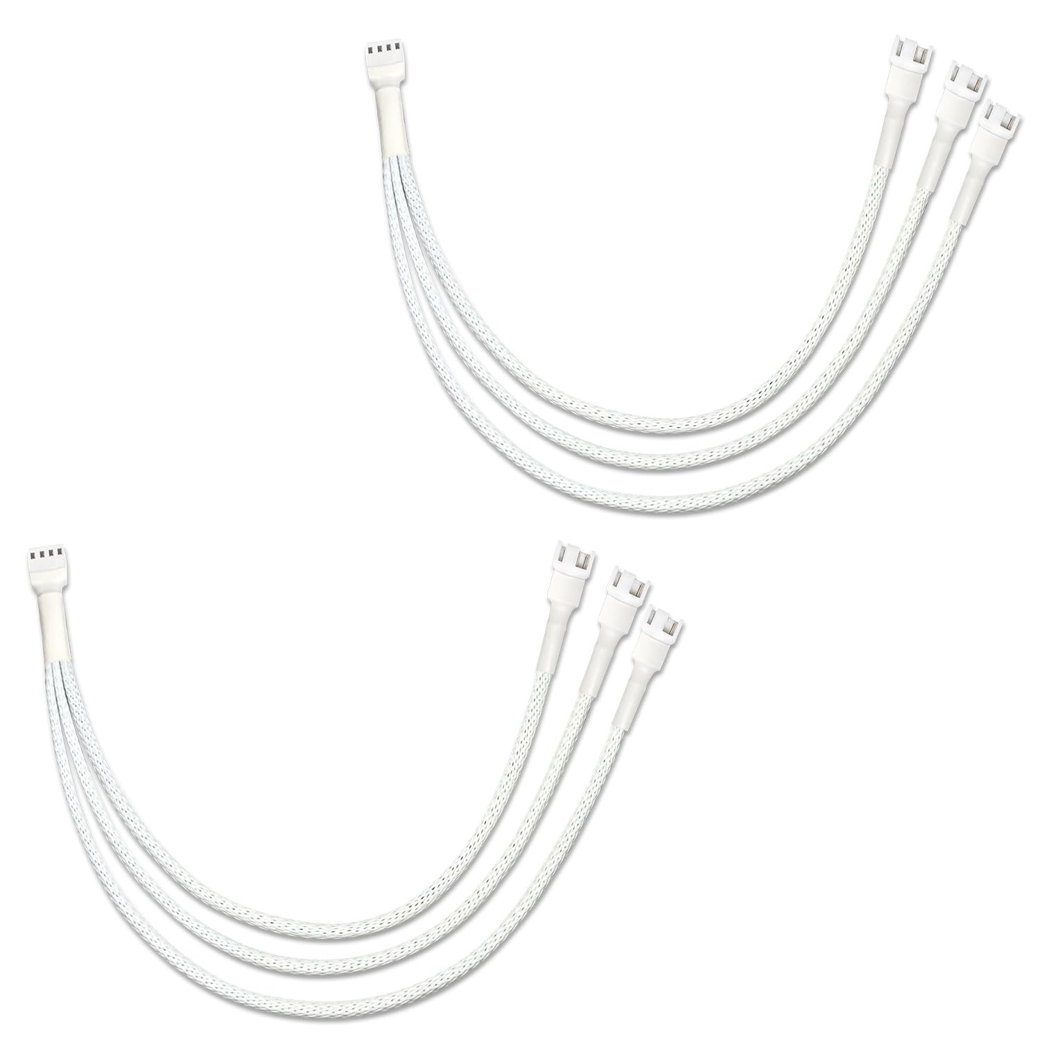 4 Pin PC Fan Splitter Cable, PWM, 10.6 Inch Sleeved Braided Adapter Computer Extension Cable Converter, 1 to 3 (2 Pack)