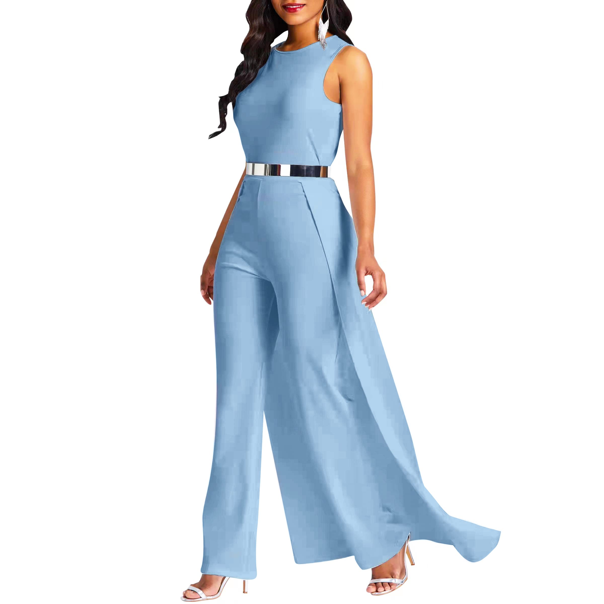 VERWIN Patchwork Overlay Embellished Plain Women's Jumpsuit High-Waist Woman Romper