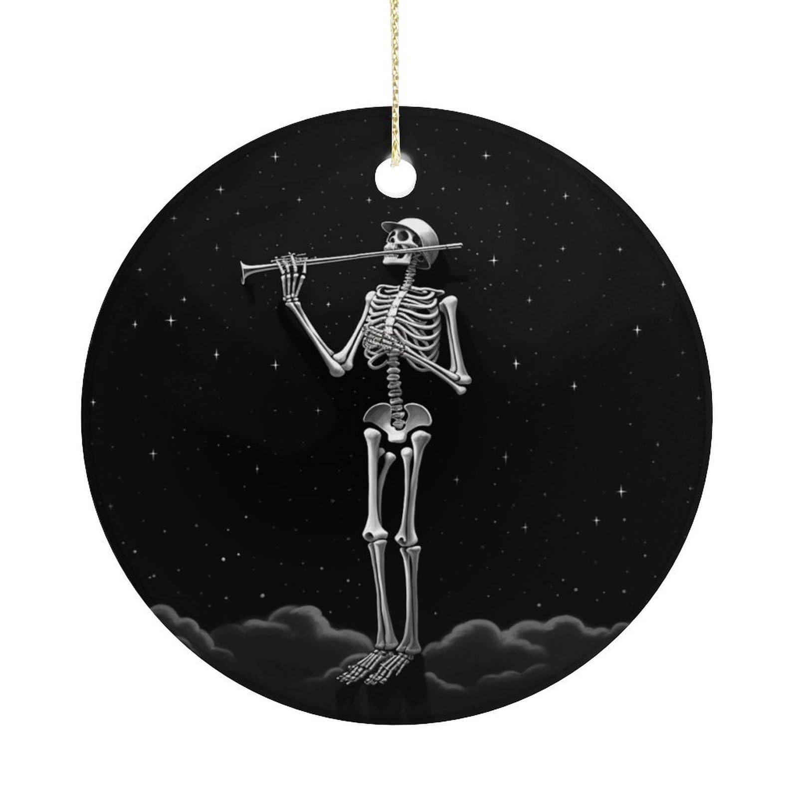 Adfgyerh Women's Style Skeleton In The Night Hanging Ceramic Ornaments, Christmas Tree Decorations, Funny Home Decor Gifts For Sisters & Work Best Friends