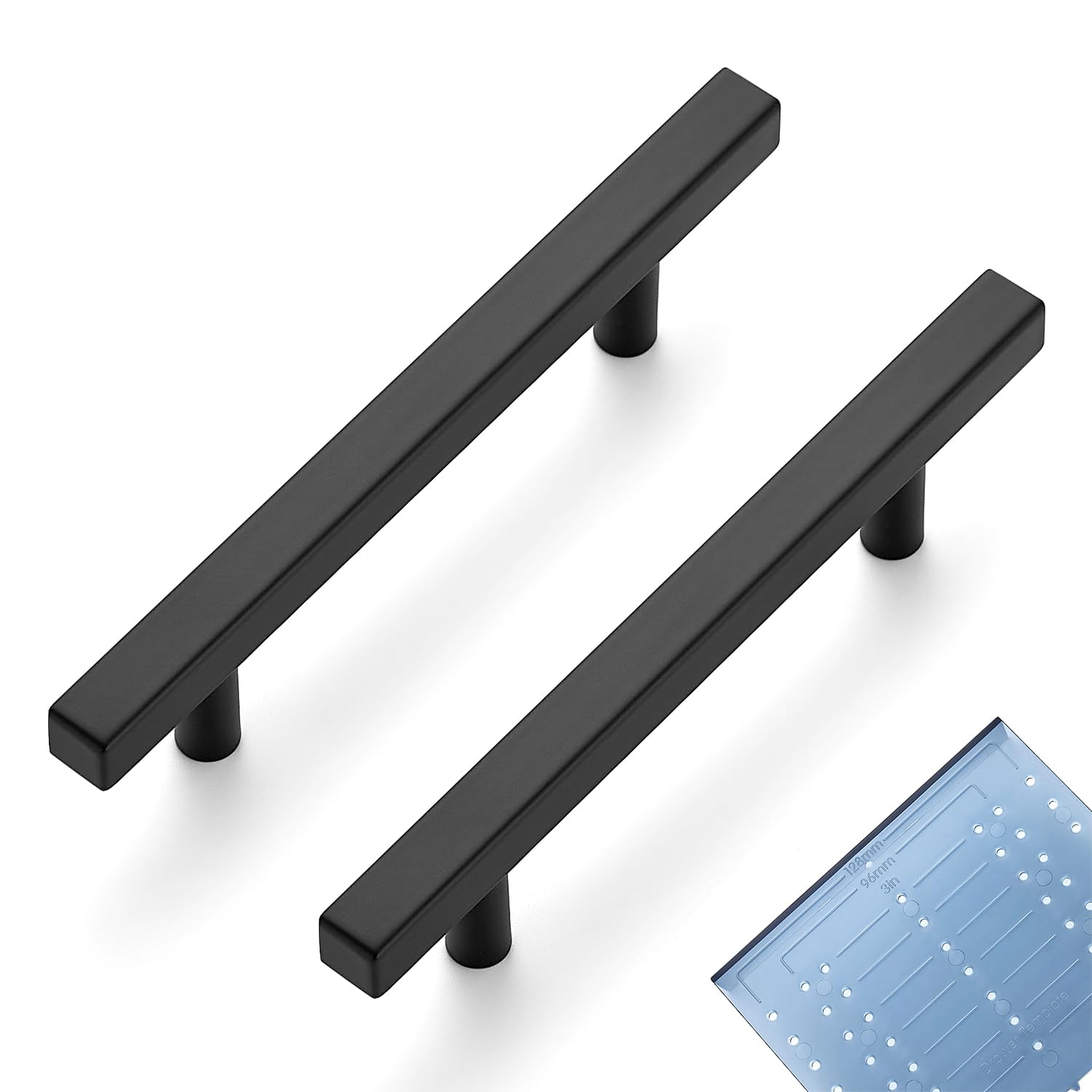 Ravinte Square Cabinet Handles, 30 Pack, 4" Hole Centers, Matte Black