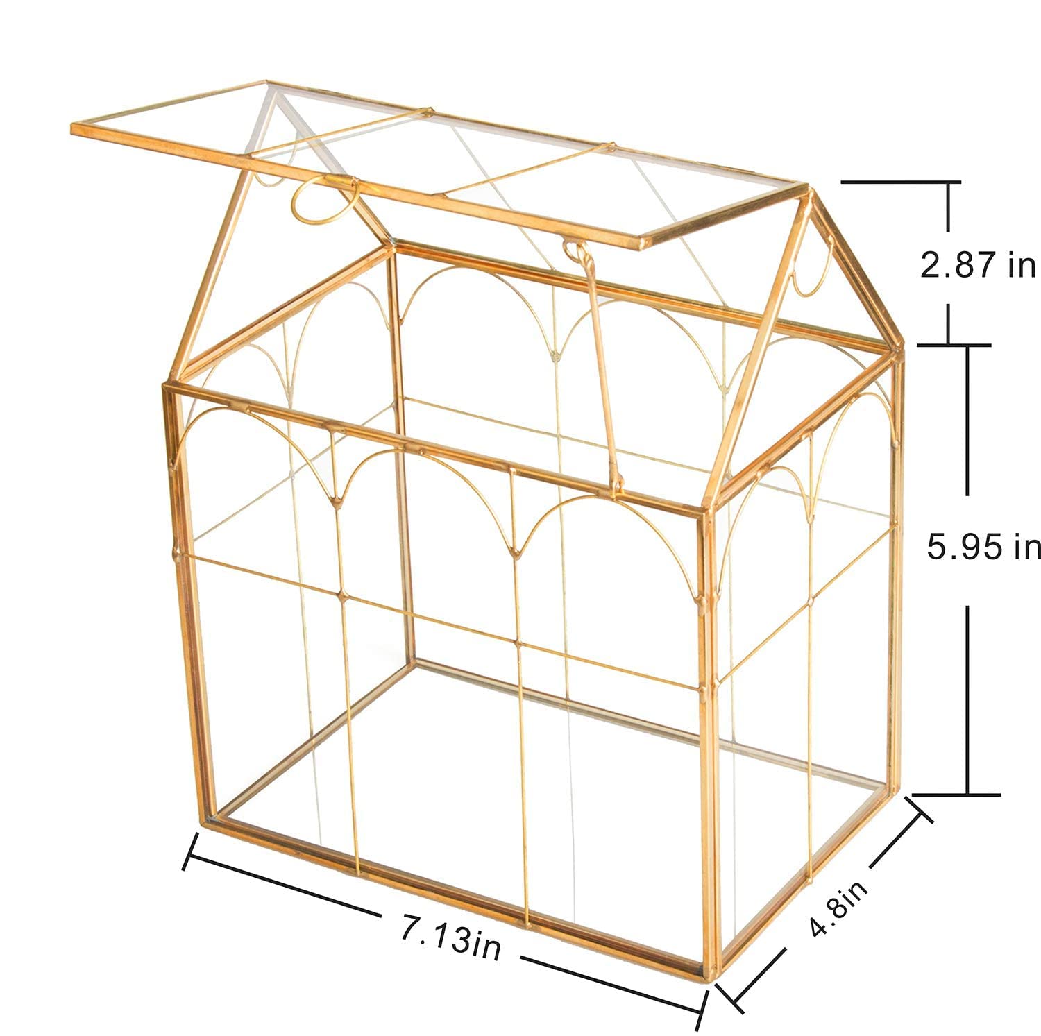 ELEGANTLIFE Szklana geometryczna roślina, terrarium, sukulenty i doniczka powietrzna do domu, ogrodu, biura, dekoracja (złoty dom)