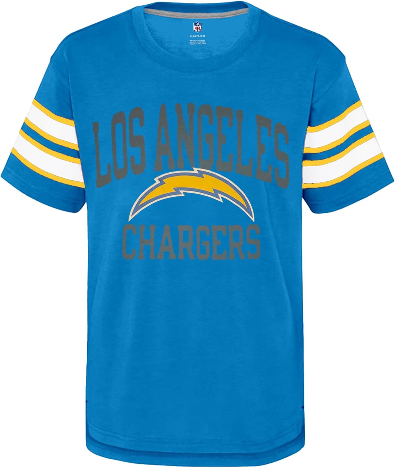 NFL Kids Youth 8-20 Team Official Stripe Wordmark Primary Logo Cotton Short Sleeve Fashion Football T-Shirt