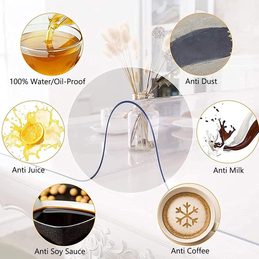 Wddwymll Nappe De Table En Plastique Transparent,Tapis De Table Anti-Chaud Nappes Transparentes,Nappe Rectangulaire,pour Bureau Ordinateur Bureau Canapé Table A Manger