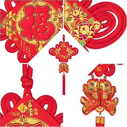 Art Beauty Chinese New Year Blessing Decoration Fu Knot with Fish Pendant Hanging Tassel Large Traditional Ornament For Spring Festival (Blessing Knot)
