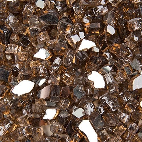 VIVID Heat Vibrant Luster 1/2" Copper Amber Medium - (10 Pound Bag) Reflective Fire Glass Rock for Fireplace and Fire Pit