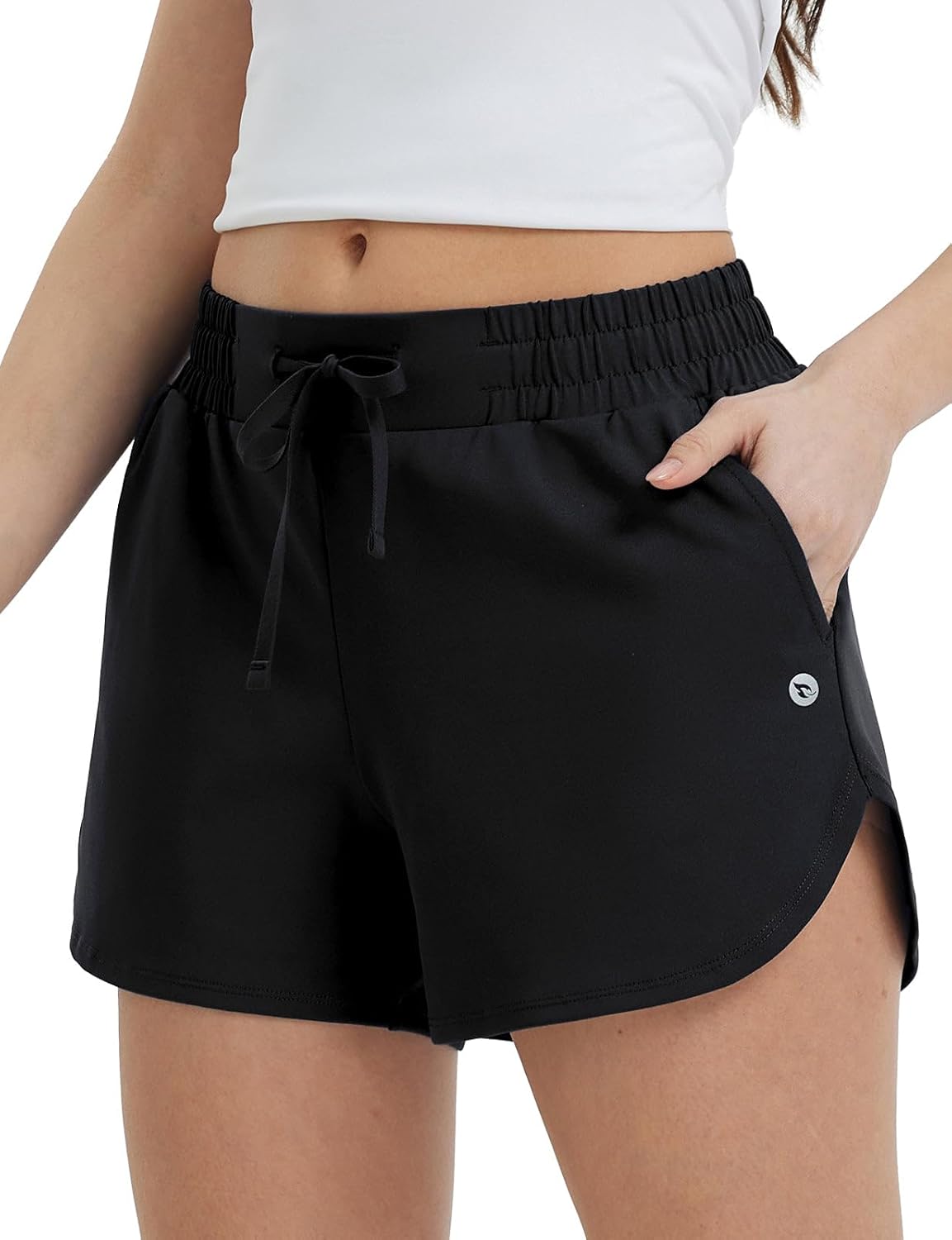 baleaf Women’s 3.5″ Running Shorts Quick Dry with Zipper Pocket Liner Shorts Gym Workout