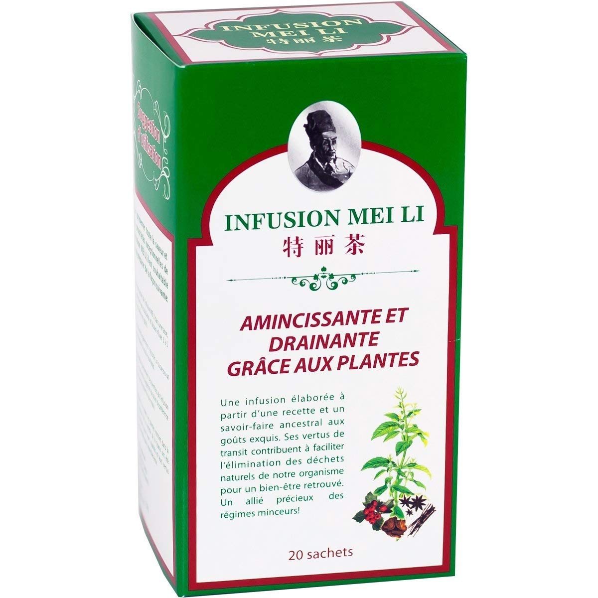 Assortiment de 3 thés MINCEUR - Infusion Mei Li - Fine Tonic # Amincissante et Drainante # Kilos Superflus en moins # Détox - 3 Boites de 20 Sachets