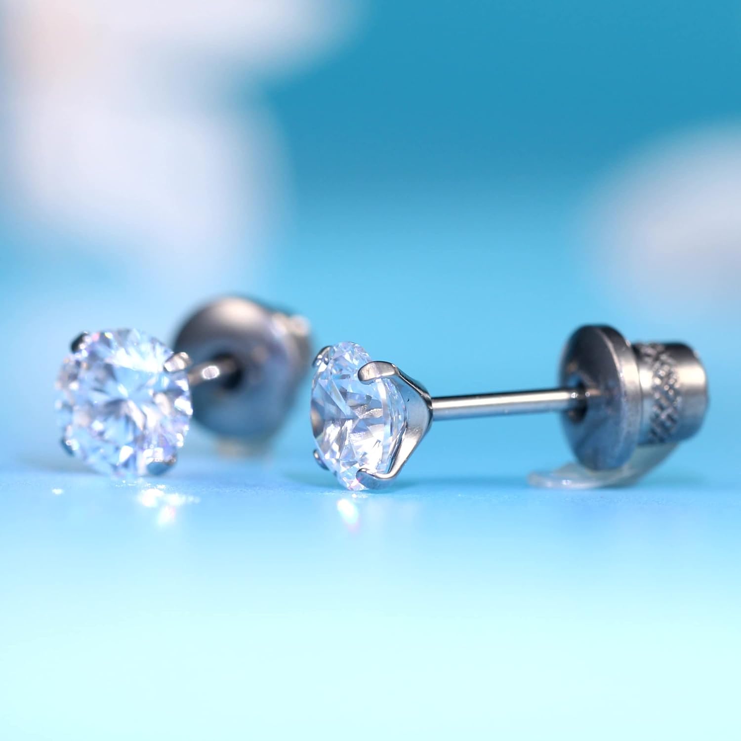 Limerencia Hypoallergenic G23 Implant Grade Titanium Screw Back Earrings Tragus 20G Helix F136 Piercing Post for Sensitive Ears Simulated Diamond Cartilage - Image 7