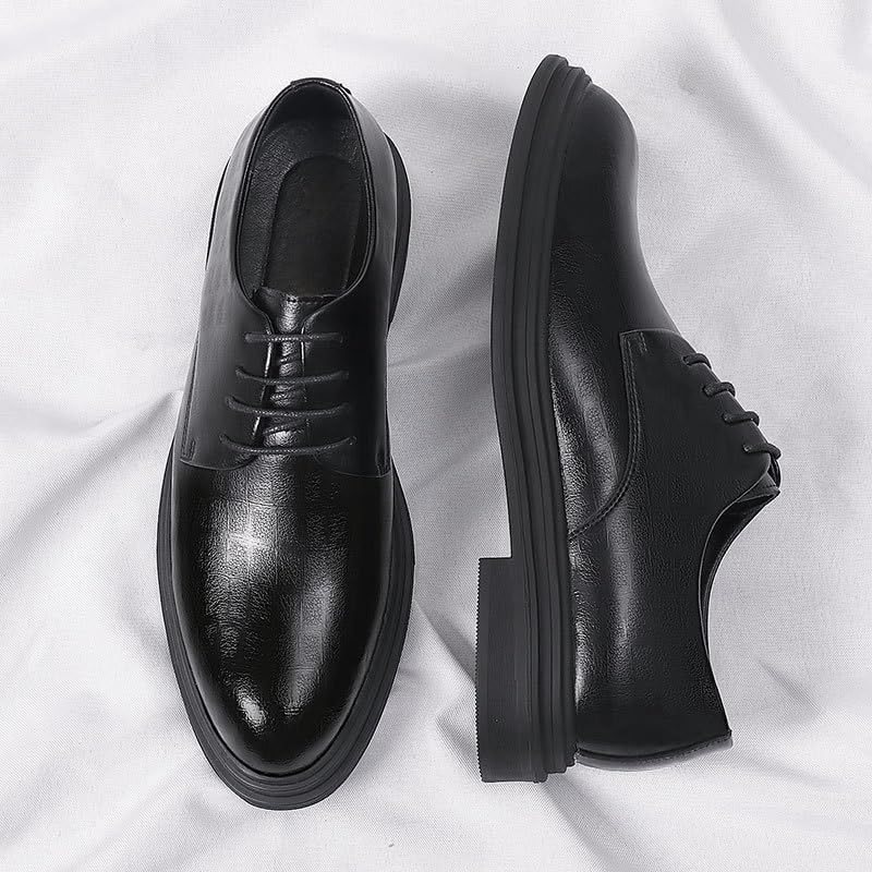 Men Oxfords Men's Fashion Classic Pointed Toe Lace Up Low Top Leather Dress Shoes Brogue Tuxedo Shoes2
