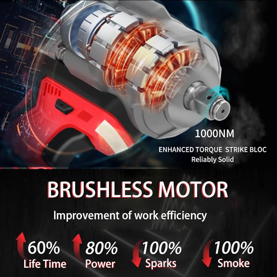 TIKTIK Cordless Impact Wrench,1000Nm (740Ft-lbs) High Torque