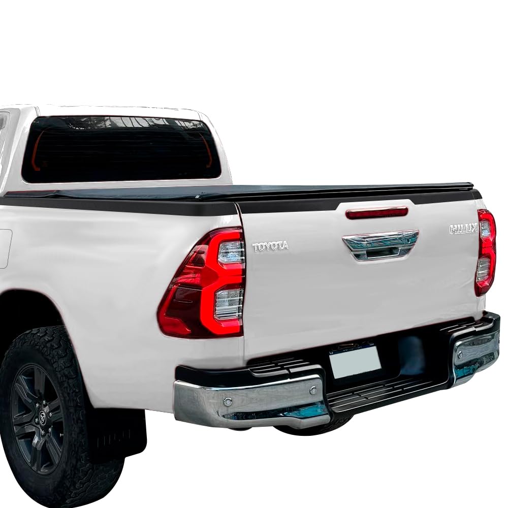Kit de Protección de 3 Piezas para Toyota Hilux 2021-2026 (Invincible GR Sport) Doble Cabina, Protector de Portón Trasero con Recorte para Maneta y Rieles Laterales LLDPE - Negro Mate (Caja Abierta)