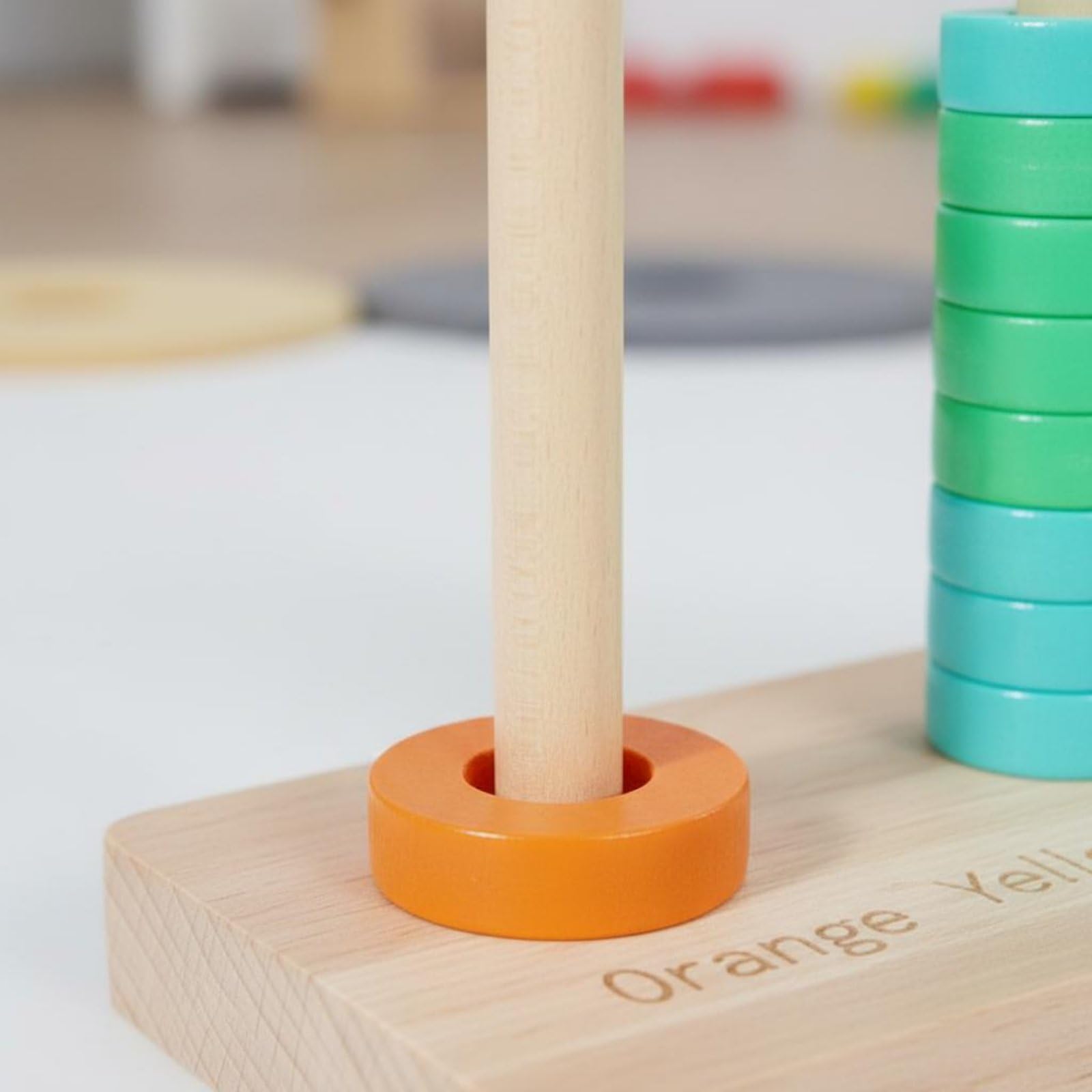 Juego de para Niños Juguete Didáctico Apilador Clasificador Madera con Pintura Segura y Tacto Suave Favorece Coordinación Mano Ojo y Destreza Adecuado, Gran+Abalorios