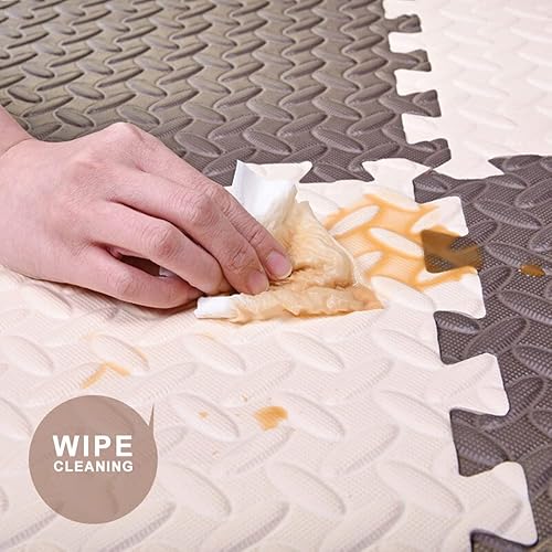 Miniatura 5 de HOMTOL 15 tapetes de juego de espuma, tapete de juego de rompecabezas para piso, azulejos entrelazados, tapetes de juegos para bebés, tapete