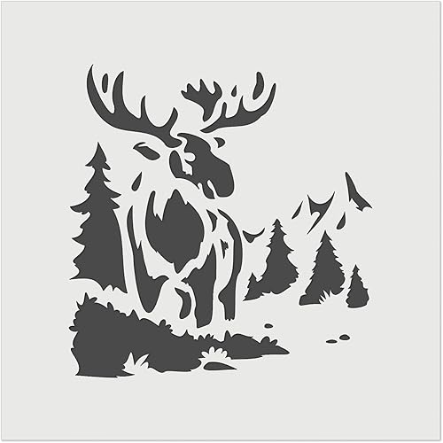 Wild Moose in Rocky Mountains Nature Wall Cookie DIY Craft Plantilla reutilizable - 3.5 pulgadas