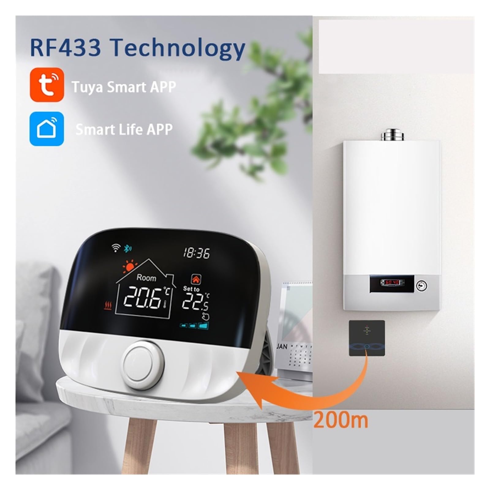 Bezprzewodowy Termostat WiFi Tuya Smart Gas Boiler Regulator Temperatury Ogrzewania Z Odbiornikiem Programowalny Termoregulator(New Version(White))