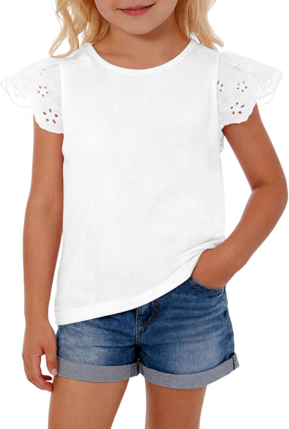 Haloumoning Toddler Baby Girl Ruffle Short Sleeve T Shirts Kids Crew Neck Casual Tops Blouses Basic Tee 9M-8Y