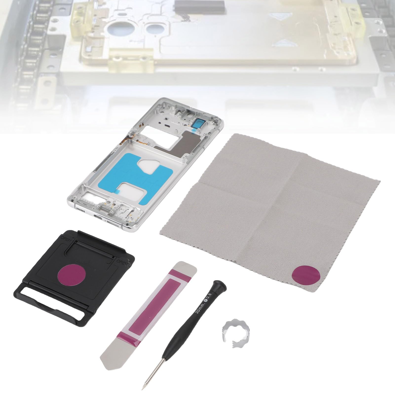 Jectse Piatta di Cornice del Telaio Centrale del Telefono, Fit Precise Telefono Accessorio Centro Centrale Anello LCD con Toolkit per Ultra 5G (Silver)