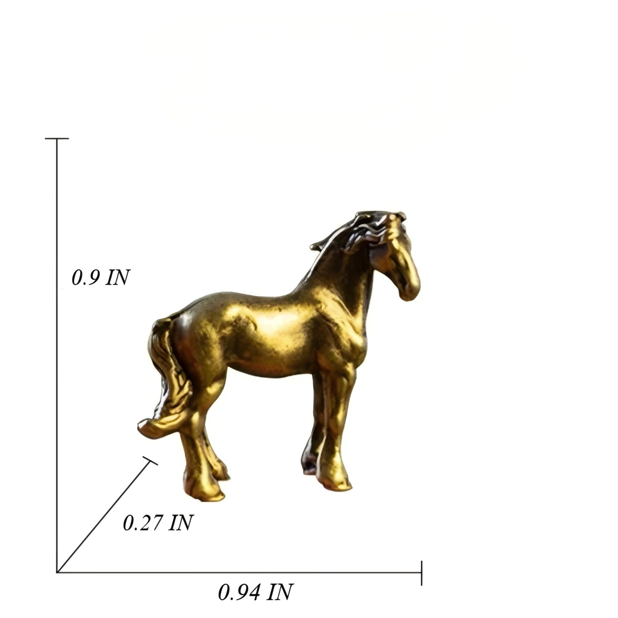 Zestaw 4 miniaturowych figurek koni z mosiądzu – ręcznie wykończone metalowe figurki koni, rustykalna dekoracja biurka z brązu, małe zabytkowe konie do ekspozycji na półce, kolekcjonerskie m