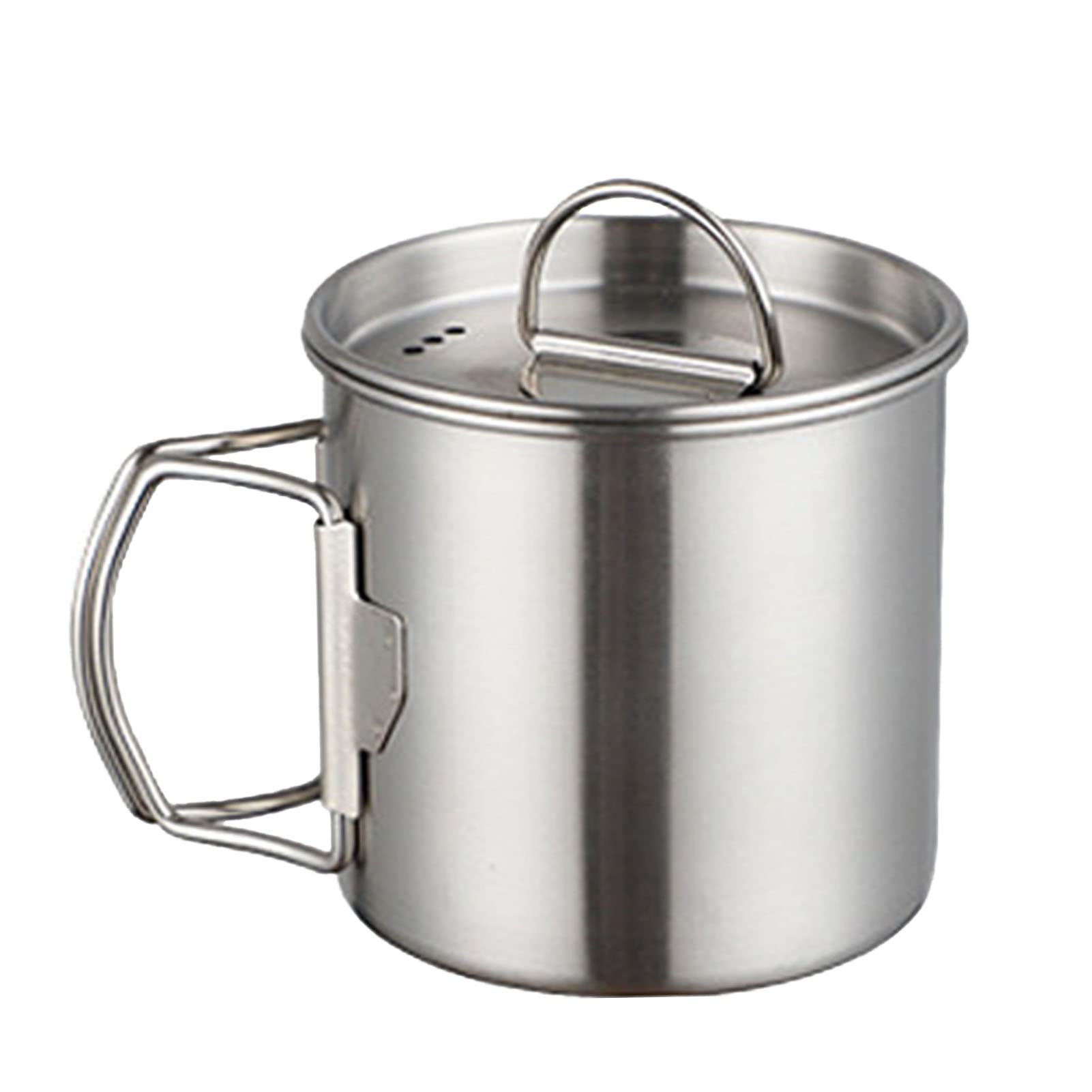 ZAICOLER Stainless Steel Camping Cup Durable Foldable with Lid for Outdoor Hiking, Camping - Stainless Steel Color (Silver 350ML)
