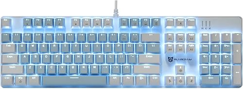 Miniatura 2 de Qisan Teclado mecánico 104 para juegos Teclado USB de gran tamaño con retroiluminación blanca para juegos con cable Diseño de EE. UU.