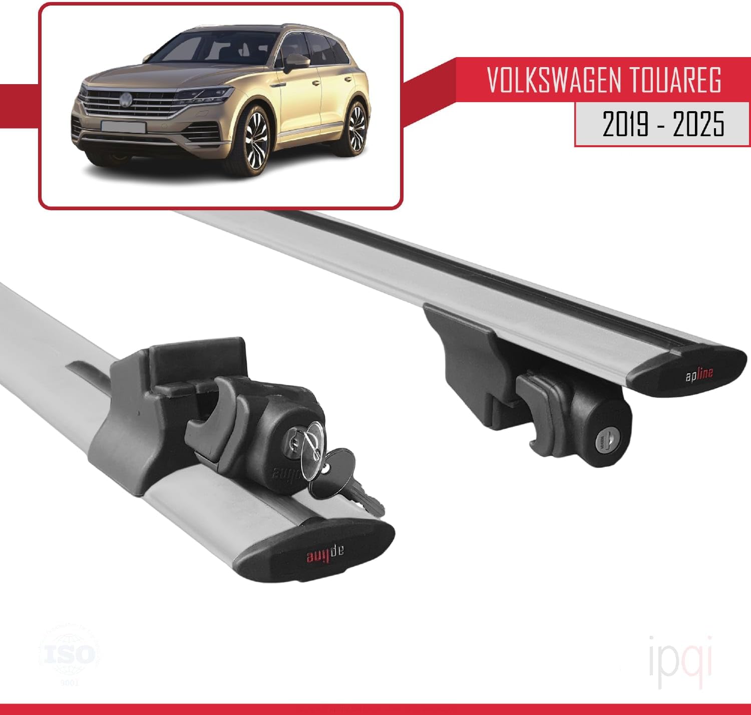 RE&AR Tuning for VW Touareg 2018-2020 Roof Racks Cross Bar with Keys Locks Alu Grey