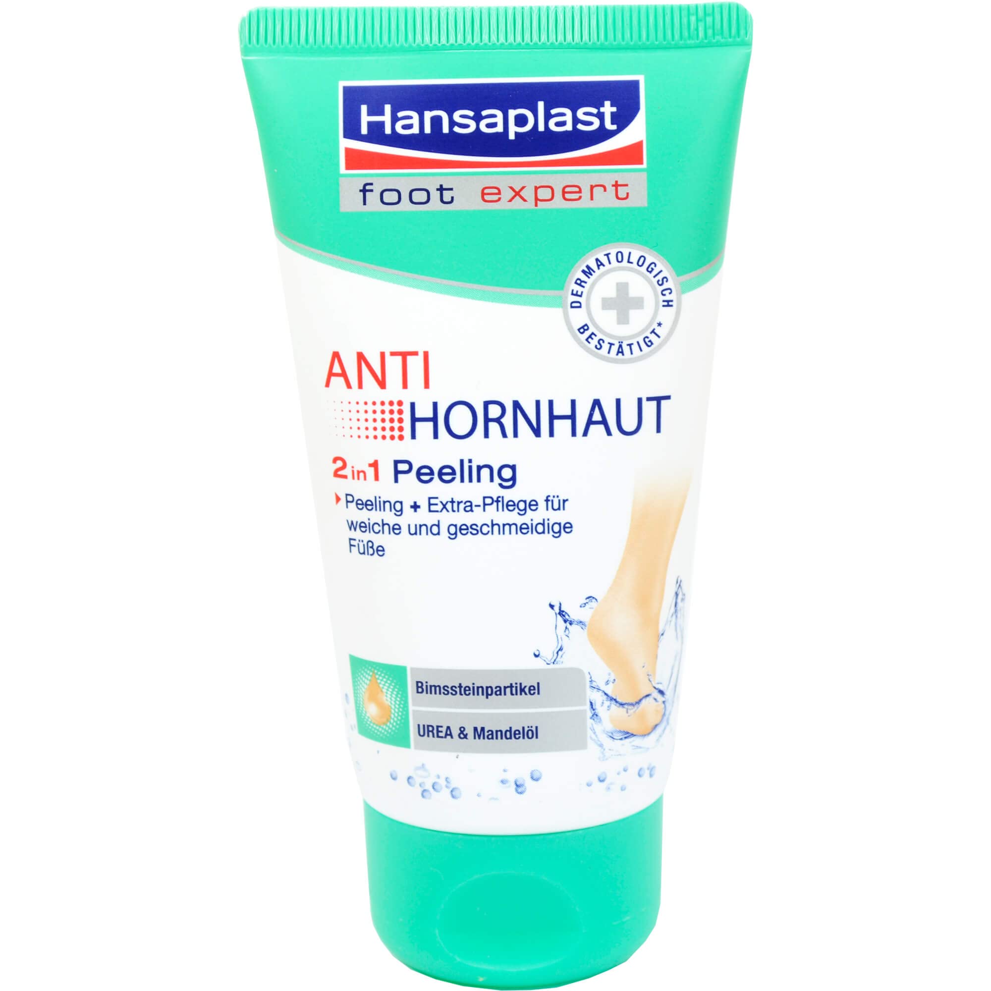 Hansaplast Peeling przeciw zrogowaciałej skórze 2 w 1 (75 ml), usuwanie zrogowaciałego naskórka z pumeksem i mocznikiem, peeling do stóp zapewnia natychmiastowe miękkie i odczuwalnie gładkie stopy