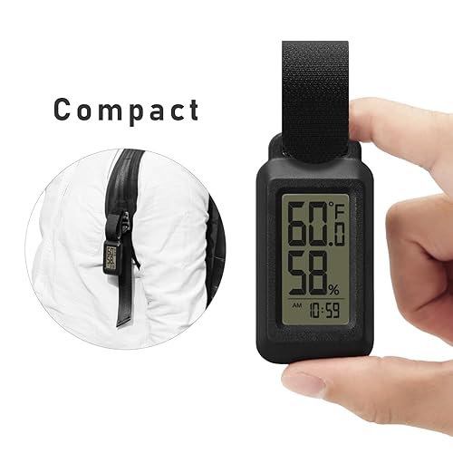 Miniatura 3 de Dretec Termómetro digital portátil higrómetro a prueba de salpicaduras IPX4 función de reloj retroiluminación para mochileros, esquí, termómetro al