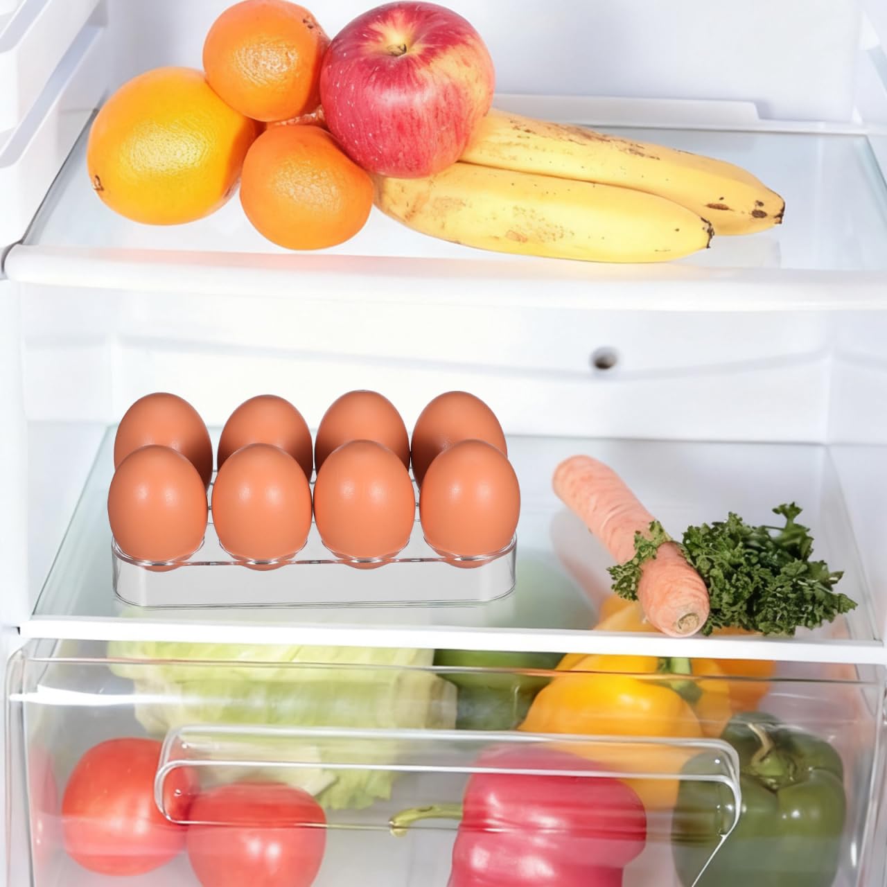HEMOTON 2 Piezas Hueveras para Frigorifico Porta Soporte Hueveras Nevera de Plastico Soporte Nevera Práctico De Para Refrigerador Bandeja De Para Frigorífico Cajón De Almacenamiento