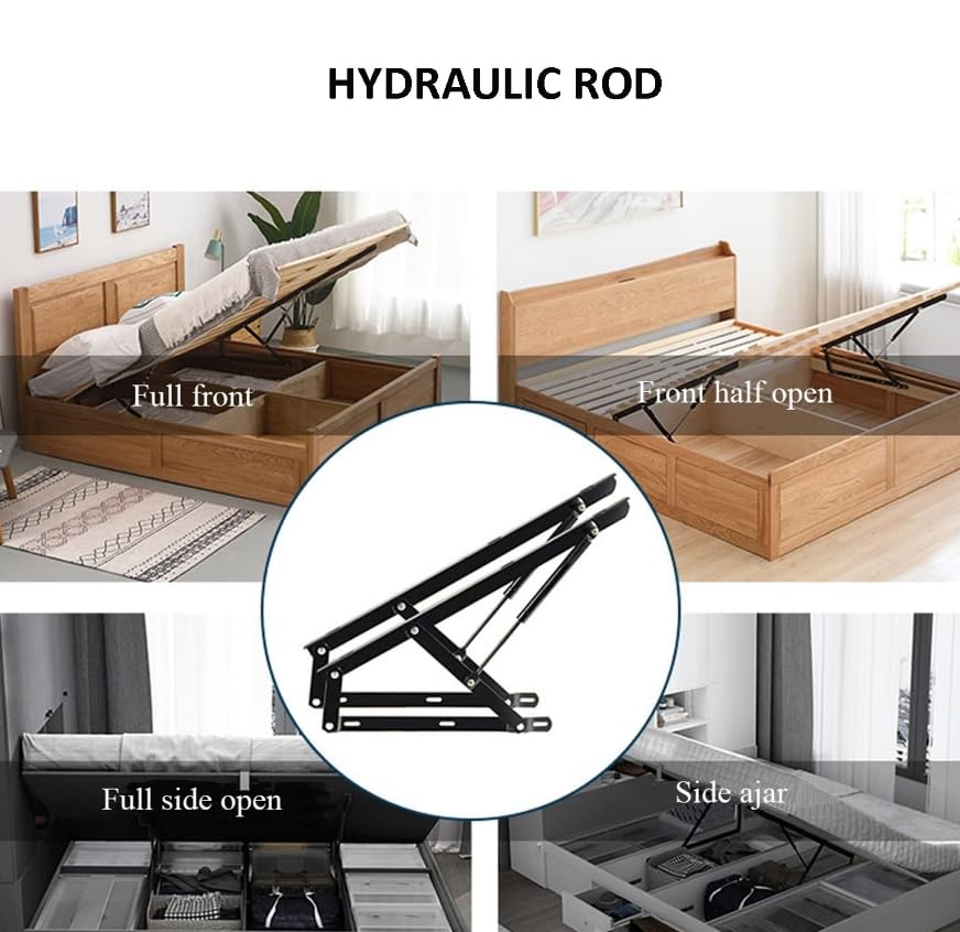 Sollevatore a gas, molla a gas, kit di sollevamento per letto, sollevatore pneumatico a gas, barra di supporto idraulico per letto, asta pneumatica, supporto idraulico/nero 2 pezzi/900 mm