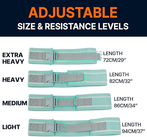 Miniatura 4 de HEALTHDA Banda ajustable para los glúteos, bandas de resistencia de tela con hebilla, todo en uno, bandas antideslizantes para mujeres y hombres,