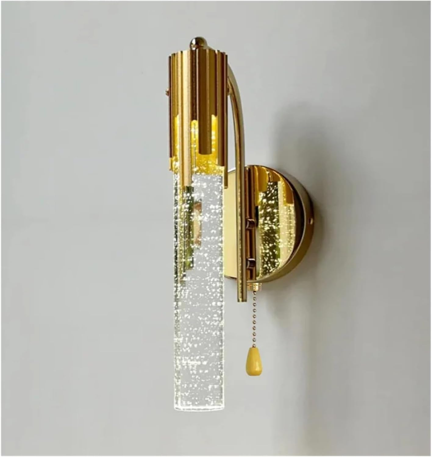 SMCCYYSD Wall Sconce, Modern Minimalist Creative Crystal Lamp Bedroom Bedside Living Room Background Led Lights Staircase Indoor Lighting Sconce (with Pull Switch Cold Light)
