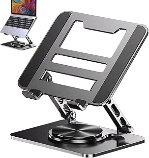 ノートパソコンスタンド | 放熱機能付き ノートパソコンスタンド 360度回転ベース付き,調整可能タブレットホルダー - 自宅 オフィス 大学 作業 ゲーム 大人 向け