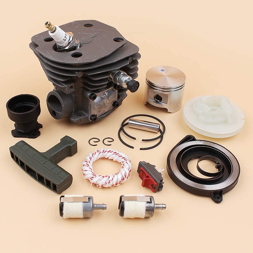 45mm Cilindro Pistone Regolatore Catena Molla Recoil Puleggia Aspirazione Set Compatibile con Husqvarna 340345350346 346XP 351 Pezzi di Ricambio Motosega