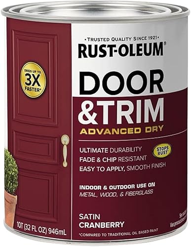 Miniatura 10 de Rust-Oleum 369386 Advanced Dry Door & Trim Paint - Pintura de cuarto de galón, color azul marino satinado