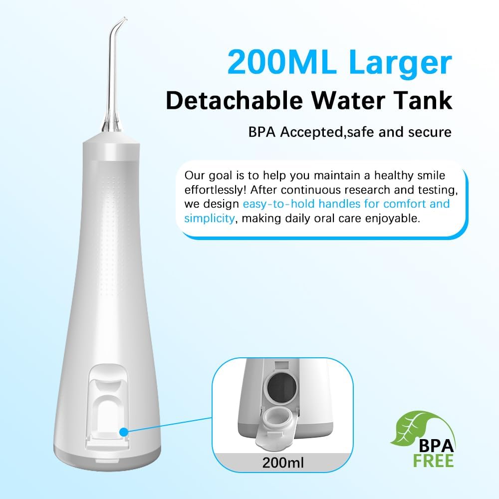 Professional Water Flosser Cordless for Teeth Cleaner Picks, Oral Irrigator for Home Travel, Portable Rechargeable 5Models IPX7 Waterproof Dental Piks with 4 Jet Tips