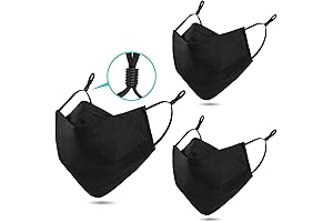 Reusable Washable Face Mask, 3-Ply Organic Cotton Cloth Face Masks Adjustable Ear...