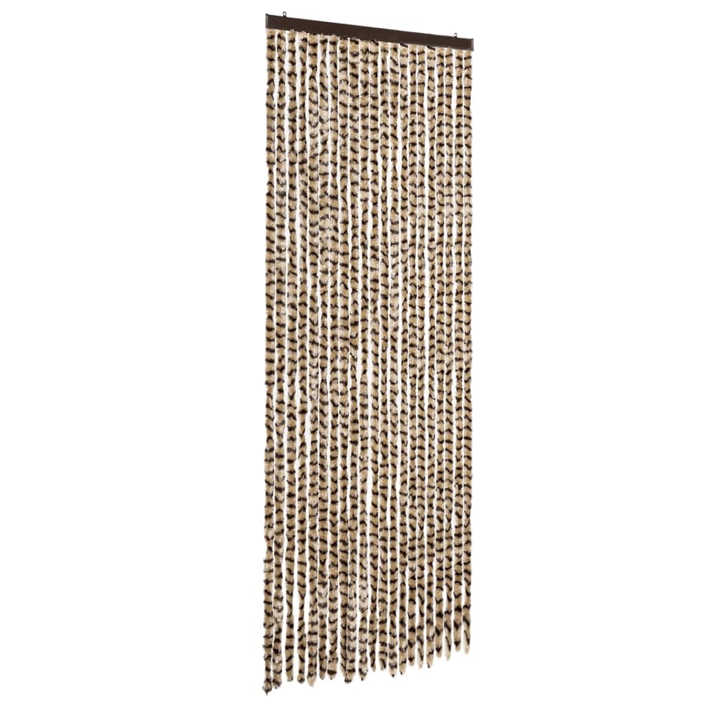 vidaXL Fly Curtain, Fly Screen for Window Living Room Doorways, Door Curtain for Decorations, Fly Blind, Beige and Brown 90x200 cm Chenille