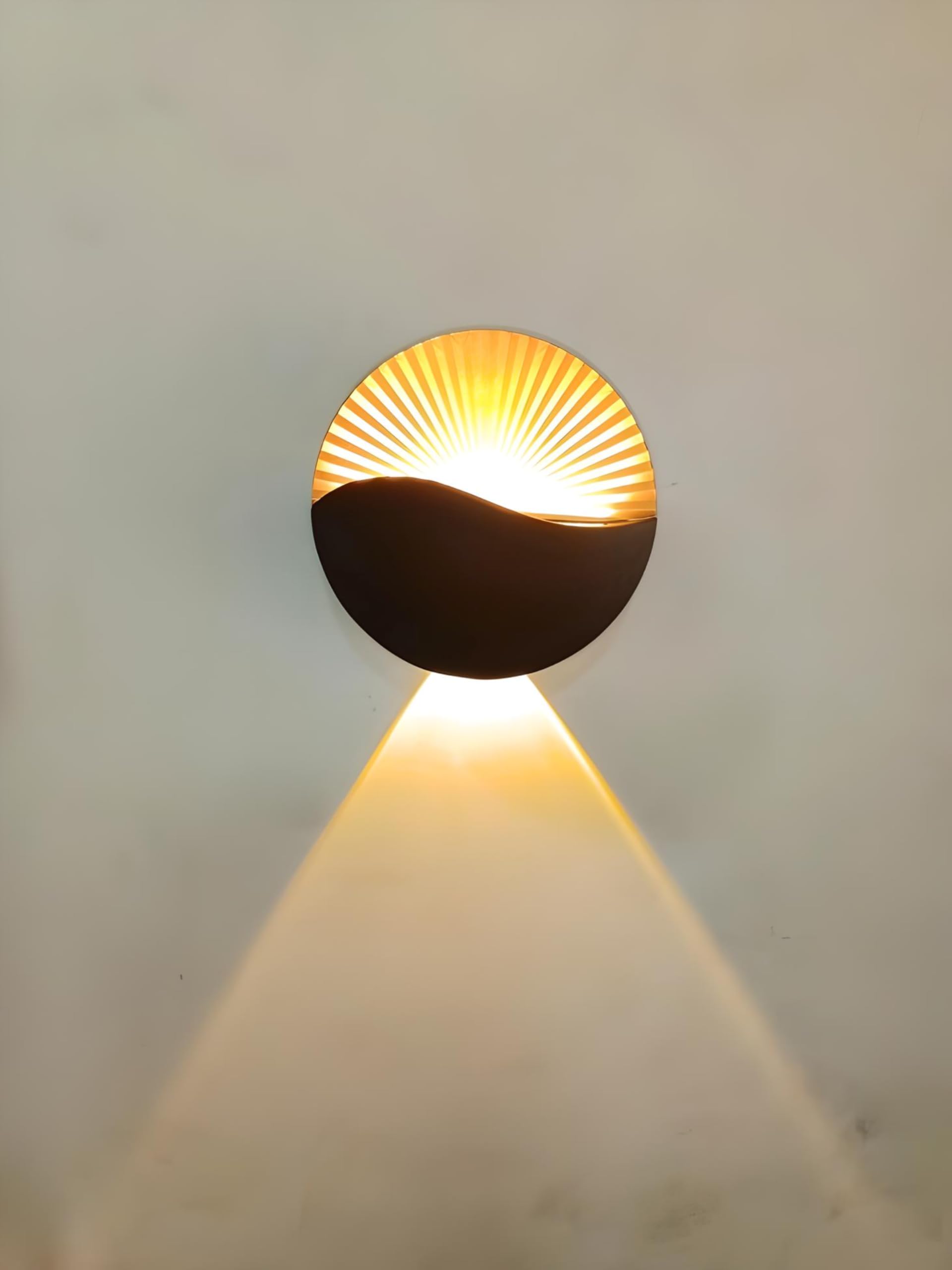 FILLISKA - Black Sun and Moon Luxury Indoor/Outdoor Aluminum Wall Light (Black Sun and Moon)