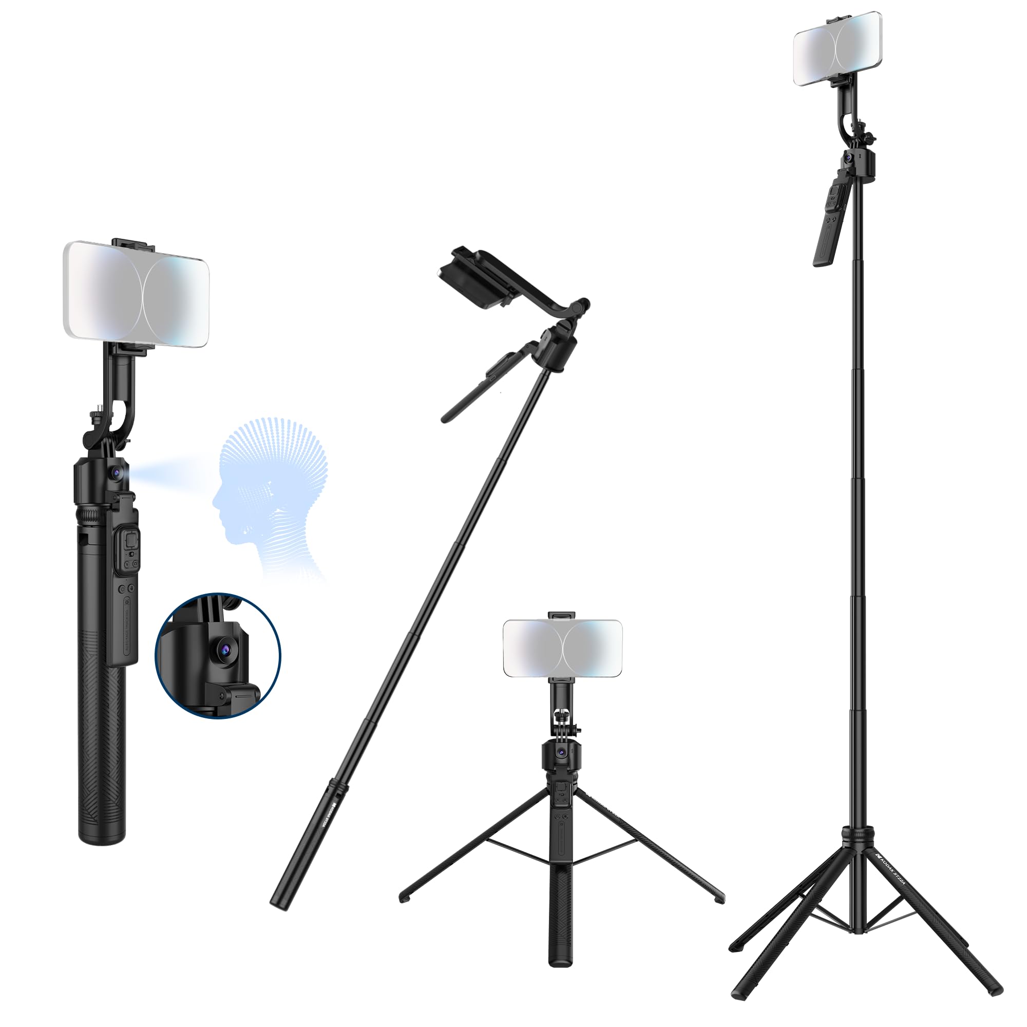 Kodak ST22A 65-inch Selfie Stick Tripod Stand with Portable AI Face 360° Tracking with Wireless Remote Control, for DSLR, Smartphone & Action Camera for Vlogging Travel Photography-image-42