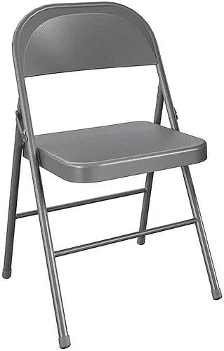 Silla plegable de metal con respaldo, silla de metal con doble bisagra, fácil de plegar y apilable para oficina, escritorio, comedor y conferencias.