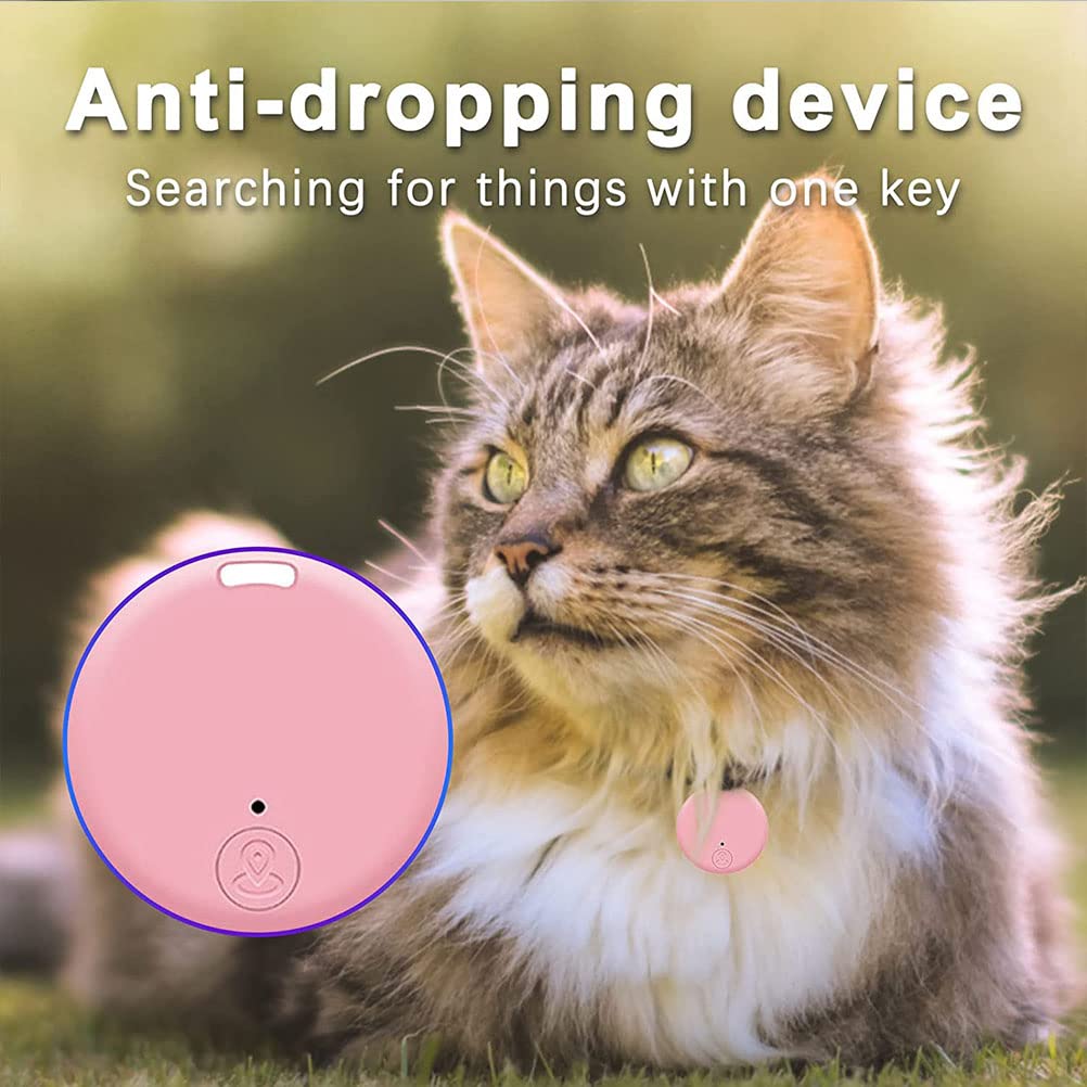 Localizzatore GPS portatile Bluetooth 5.0 con anello a strappo, dispositivo anti-perdita intelligente, dispositivo impermeabile, localizzatore di animali domestici per cani, gatti, portafogli,Rosa