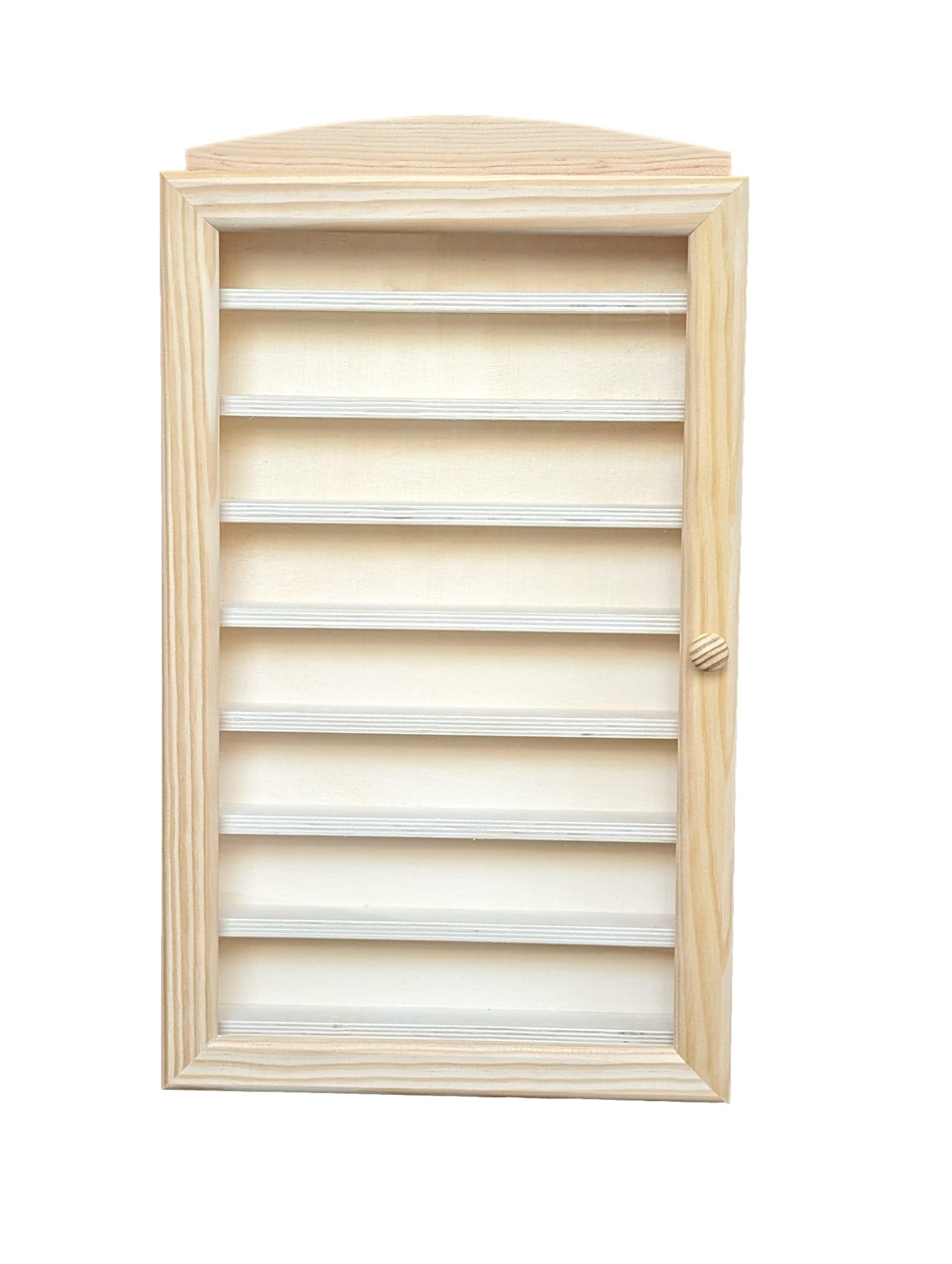 www.greca.info Vitrina expositora para Colecciones. En Madera de Pino en Crudo. Se Puede Pintar. Medidas (Ancho/Fondo/Alto): 30 * 6.5 * 54 cms.