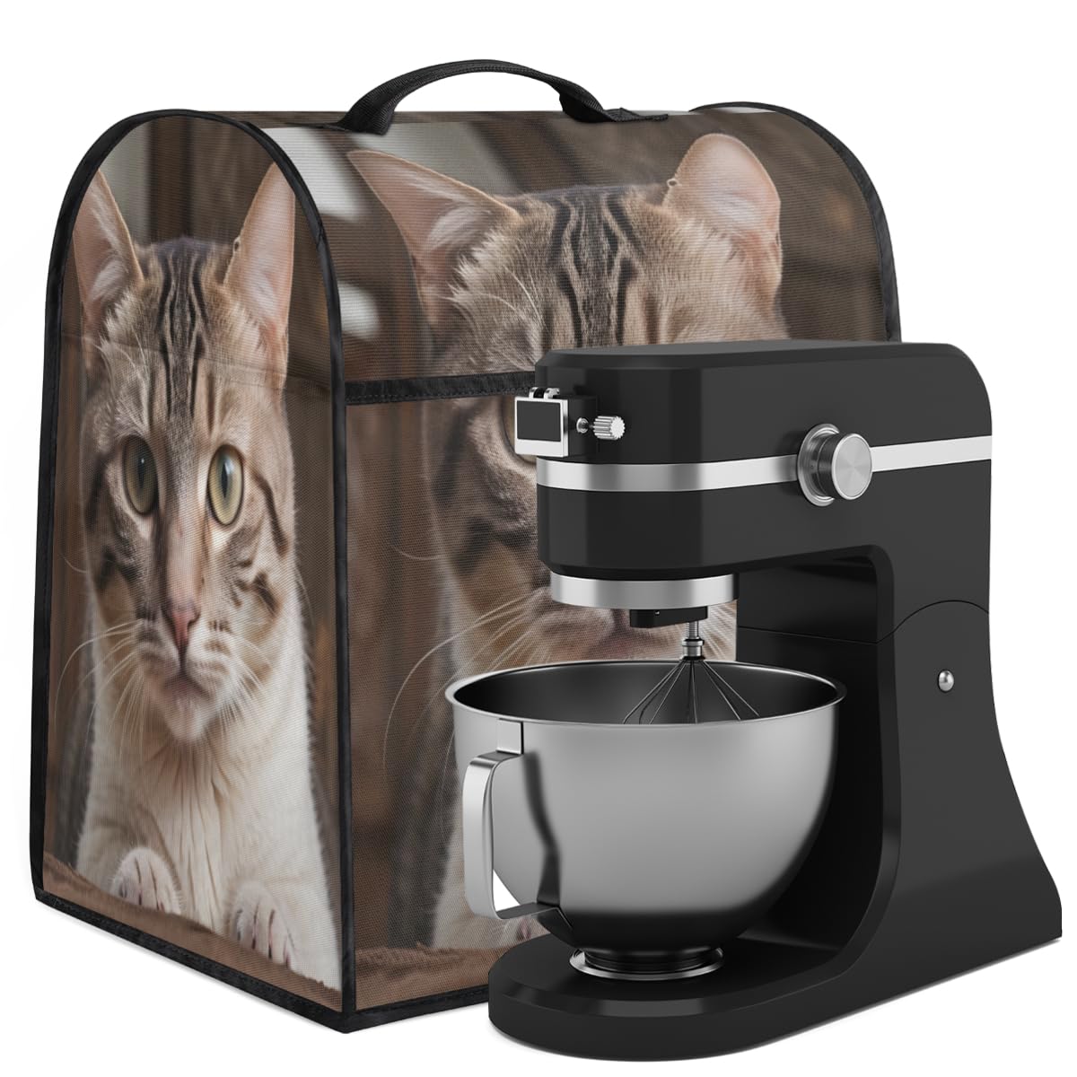 Coffee Maker Cover Cute Cat Kitchen Appliance Covers Small Appliance Covers Blender Cover Juicer Cover Dust Covers for Kitchen Appliances with Top Handle and Pockets,Washable,B411