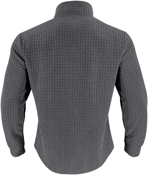 ZOCANIA Men's Quarter Zip Up Pullover Long Sleeve Waffle Knitted Sweatshirt Mens Solid Color Pullover Stylish Tops