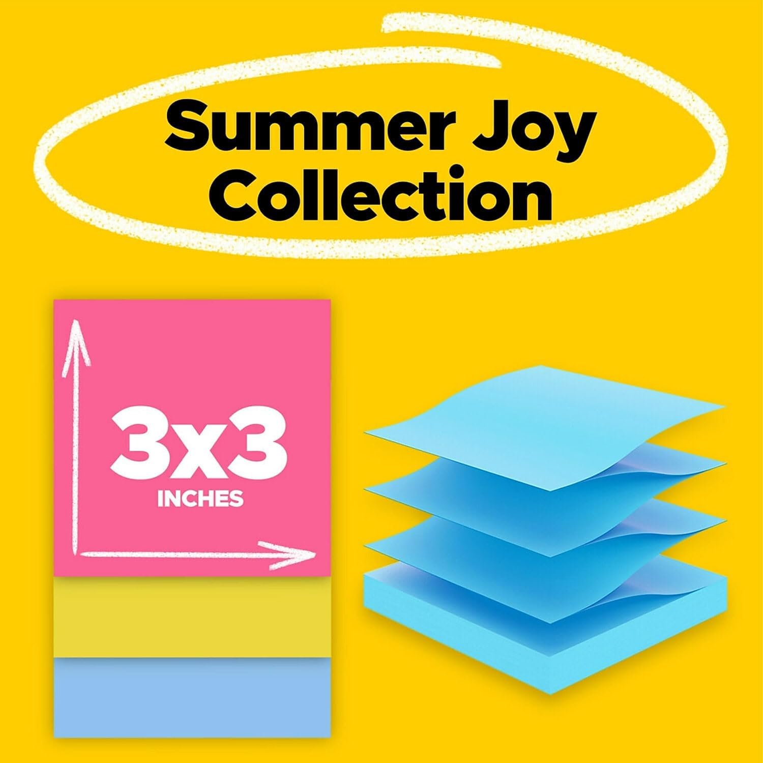 Post-it Pop-up Notes Super Sticky 7100300923 3 in. x 3 in. Pop-up Notes - Summer Joy Collection Colors (10/Pack)